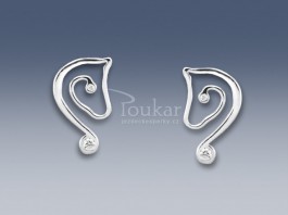 SAN 04 P - Stříbrné náušnice Hlava koně malá na šroubek