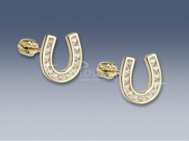 SAN 01 AUZ - Zlaté náušnice Podkova se zirkony